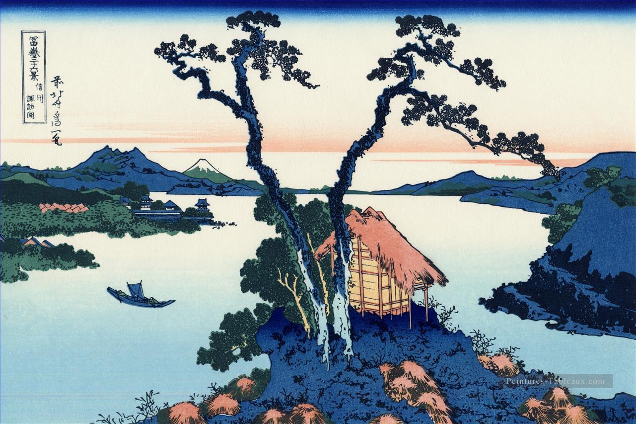 Lac Suwa dans la province Shinano Katsushika Hokusai ukiyoe Peintures à l'huile